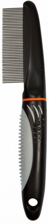 Гребінець метал з пластиковою ручкою густий зуб, 22 см