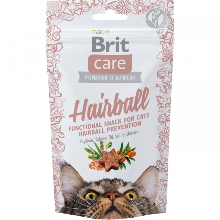 Ласощі Brit Care Hairball для котів качка, 50г