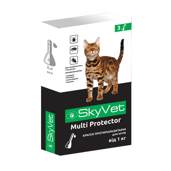 Краплі  "Скай вет" для котів від 1 кг,(3амп. 0,6мл)