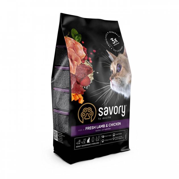 Savory Cat Adult Sreril Lamb&Chicken, 400г