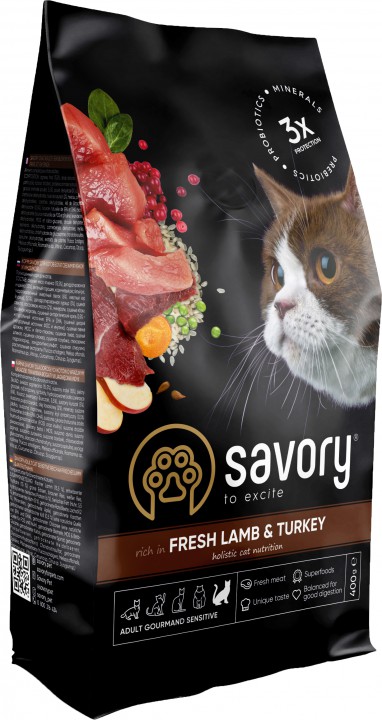 Savory Cat Adult Sensitive Digestion Lamb & Turkey ,400г