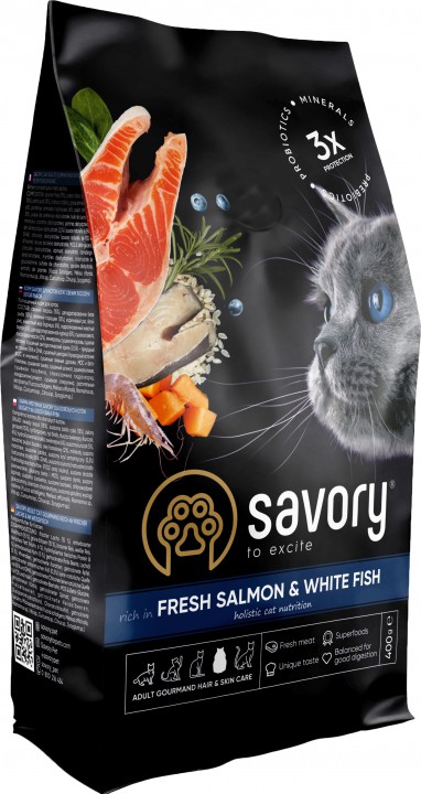 Savory Cat Adult Salmon & White Fish, 400г