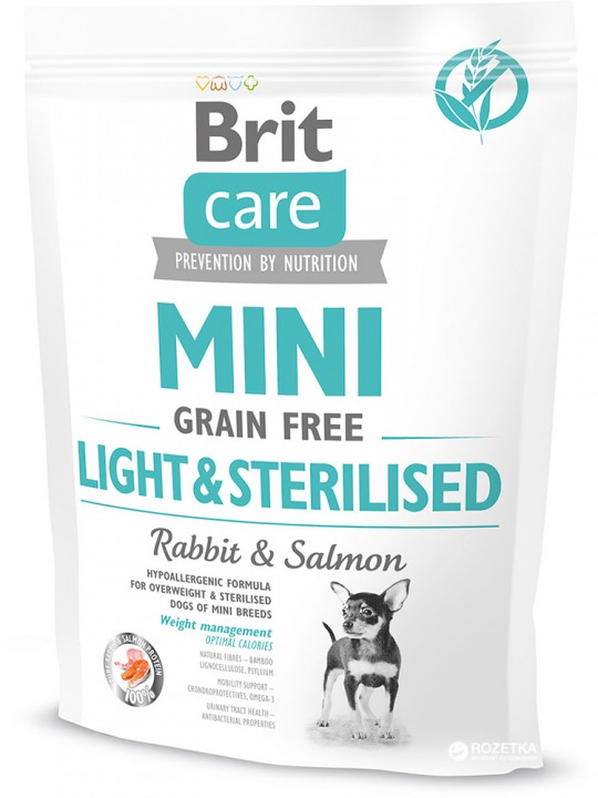 Brit Care Dog Mini Light & Sterilised для собак контроль ваги, 400г