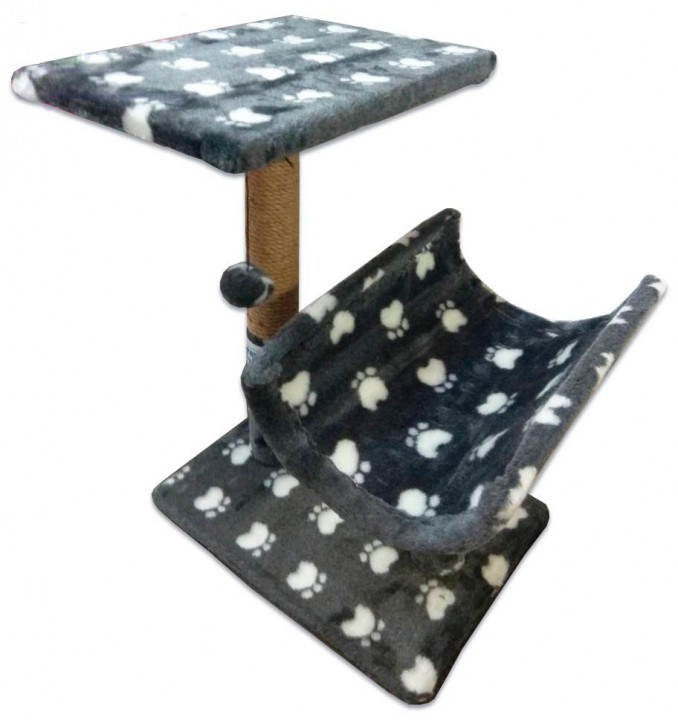 Пухнастик дряпка стовпчик з напівтунелем, 30х38х50 см