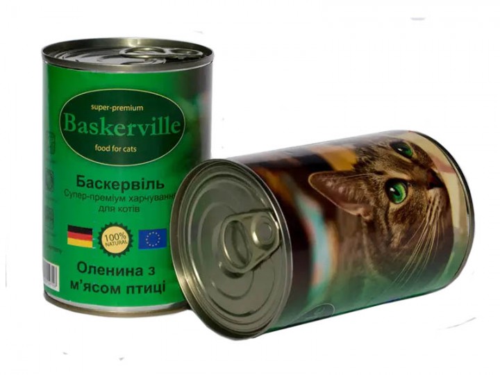 Консерви для кота Баскервіль оленина/курка, 400г