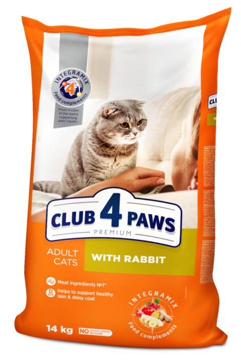 Сухий корм для котів Клуб 4 Лапи кролик, 14 кг