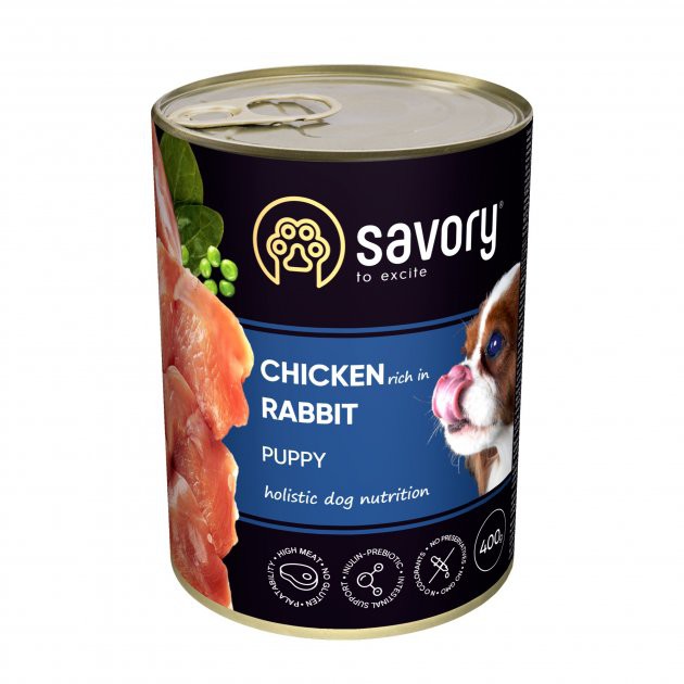 Консерви Savory Dog Цуценята кролик, 400г