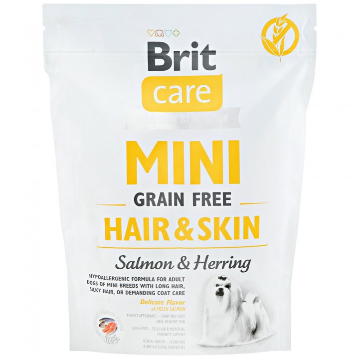 Brit Care Dog Mini Hair&Skin для собак здорова шкіра і шерсть, 400г