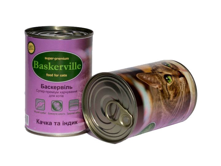 Консерви  для кота Баскервіль качка/індик, 400г