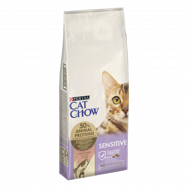 Сухий корм для чутливих котів Cat Chow лосось, 15кг