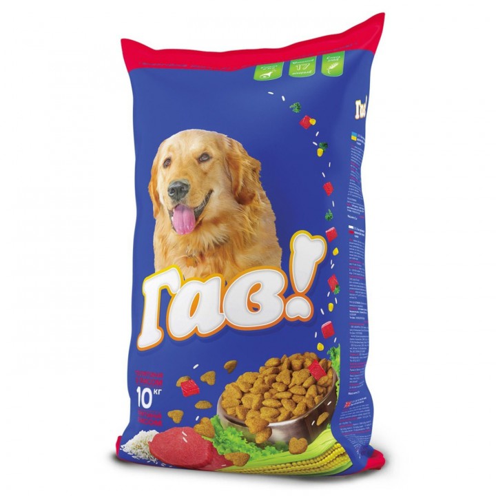 Сухий корм для собак ГАВ! асорті мясо, 10кг