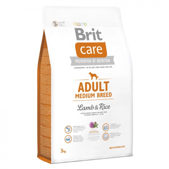 Brit Care Dog Medium Adult для собак середніх порід ягня, 3кг