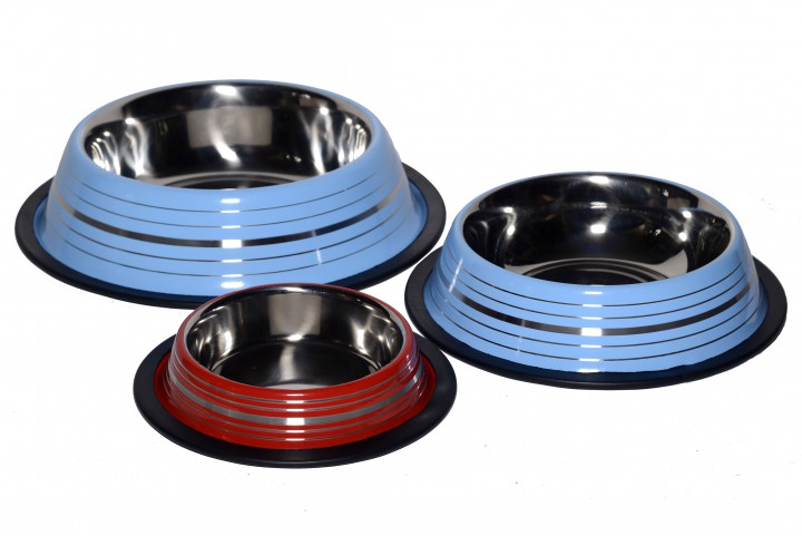 Миска металічна на резинці з срібними смужками, 1.8 л