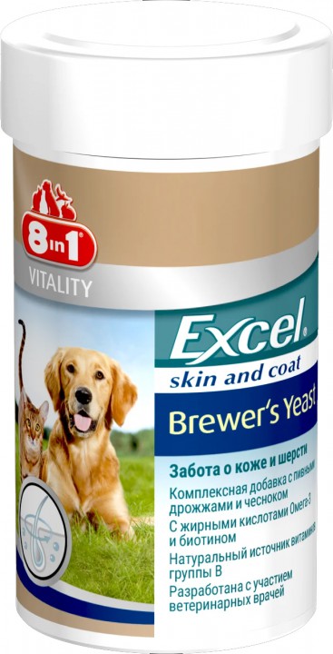 8в1 Excel Brewers Yeast для котів і собак, 1430 т/уп