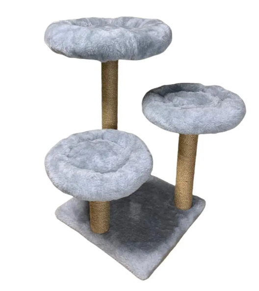 Дряпка Поляна джут 3 стовпчики з лежаками, 41х41х60 см