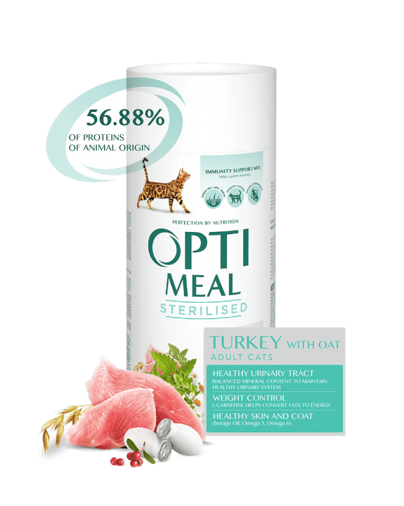 Сухий корм для стерилізованих котів Optimeal, індичка і овес, 10кг