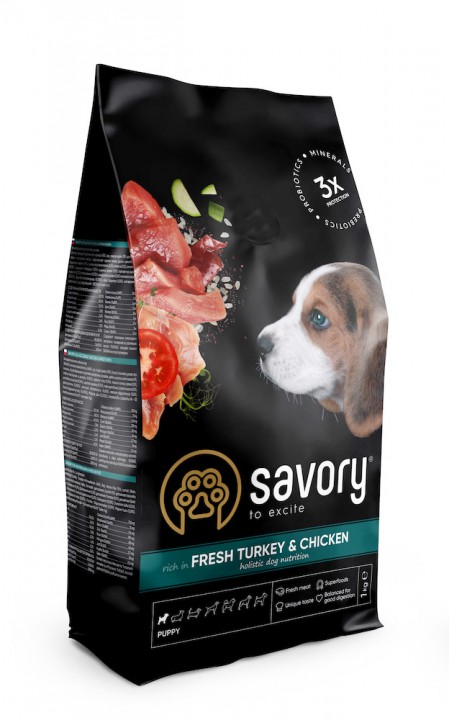 Savory Dog Puppy Turkey&Chicken, 3кг