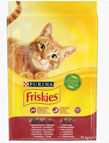 Сухий корм для котів Friskies, яловичина, курка, овочі, 10кг