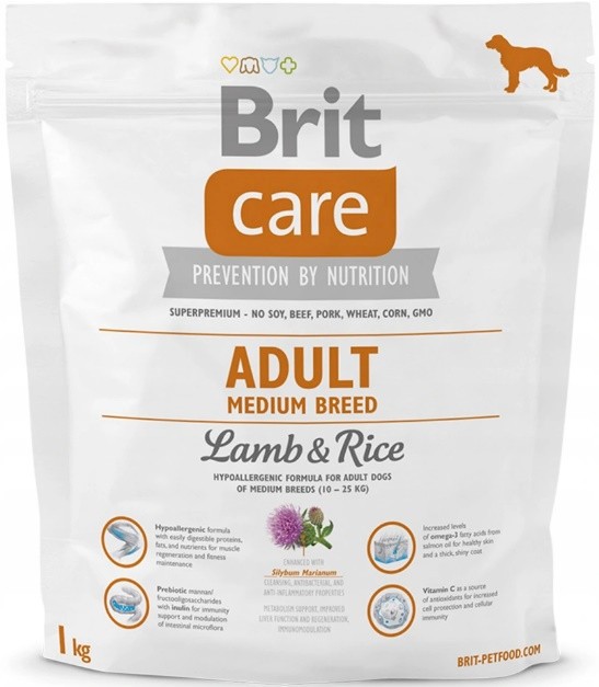 Brit Care Dog Medium Adult для собак серед. порід ягня, 1кг