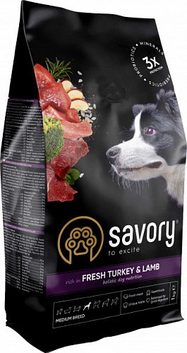 Savory Dog Medium Breed Turkey&Lamb, 3кг