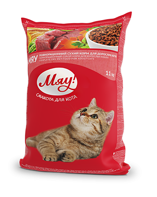 Сухий корм для котів Мяу! м'ясо, рис, овочі, 11 кг