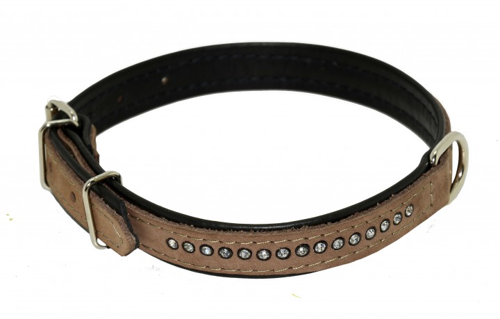 Нашийник шкіра VIP стрази, 20мм/40-50см