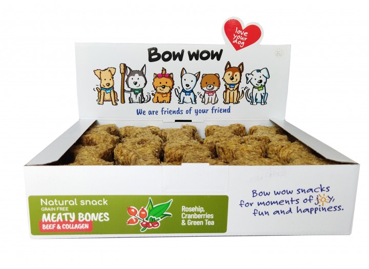 Натуральні кісточки Bow wow  яловичина шипшина, журавлина, зелений чай, 30шт/уп