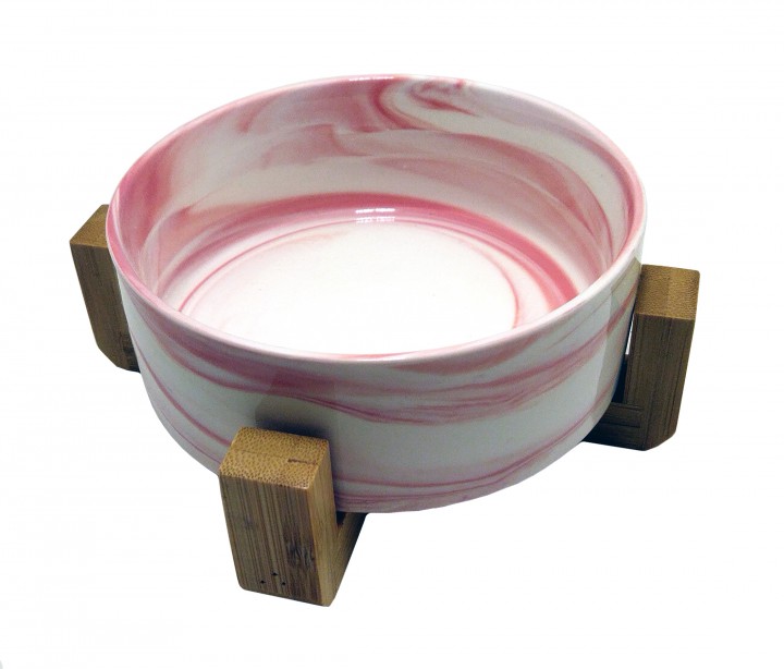 Миска керамічна на дерев'яній підставці, 300 мл