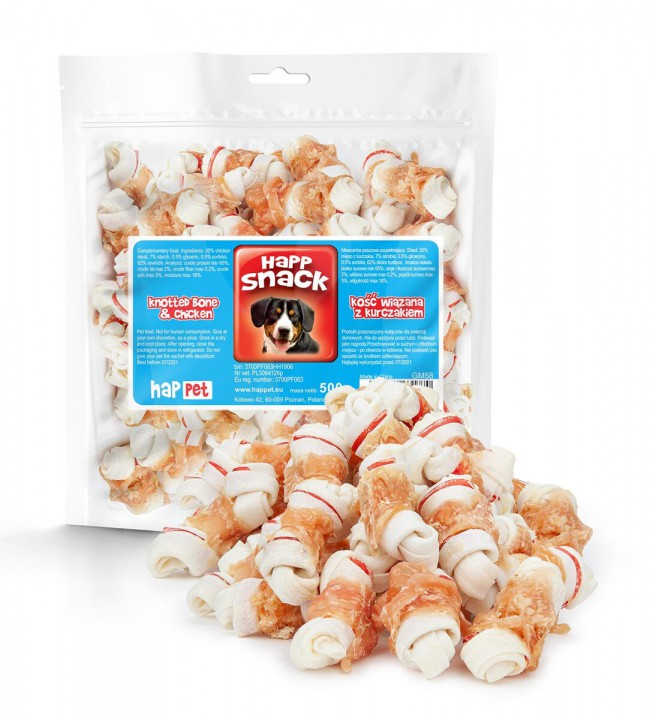 Ласощі для собак Кість в'язана з куркою, 500г
