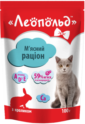 Пауч Леопольд для котів паштет кролик, 100г
