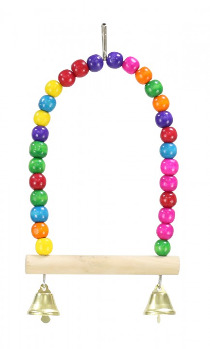 Гойдалка для папуг дерев'яна з двома дзвониками, 12х23см