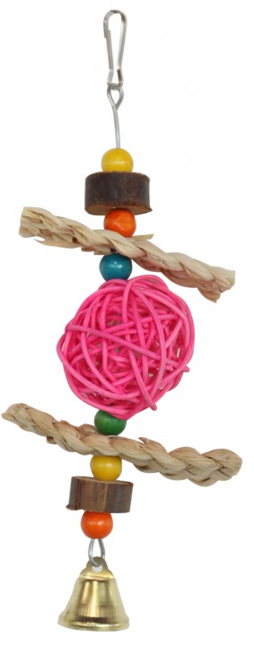 Іграшка для папуг з кулькою та дзвіночком, 8х12см