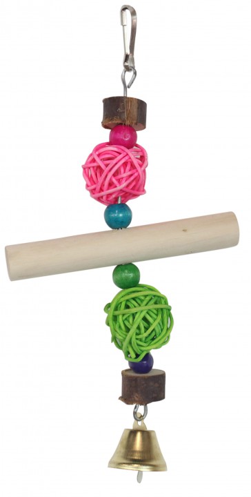 Іграшка для папуг з двома плетеними кульками, 8х18 см
