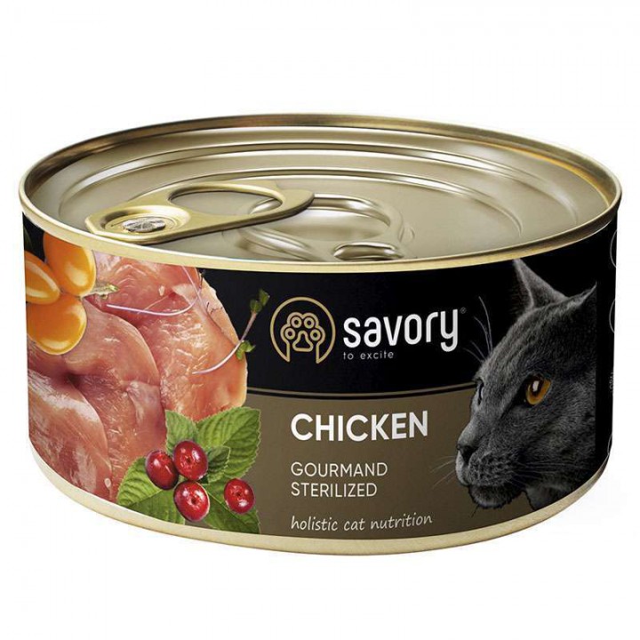 Консерви Savory Cat Стерилізовані курка, 100г