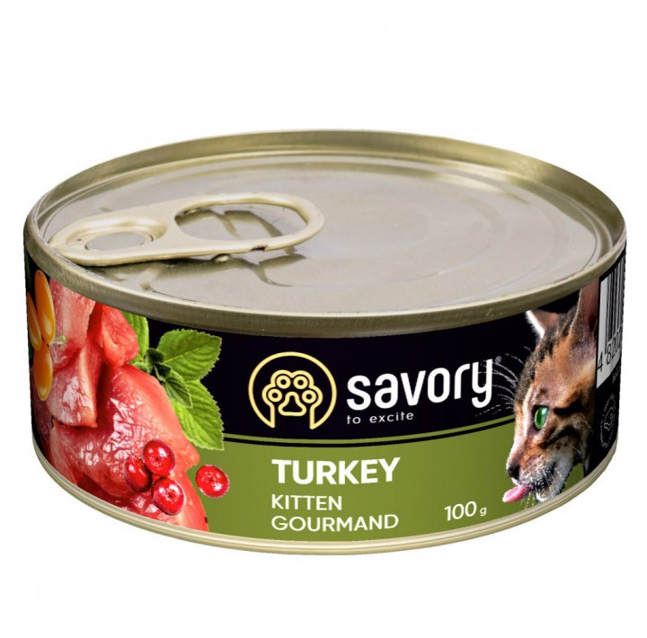 Консерви Savory Cat Кошенята індик, 100г