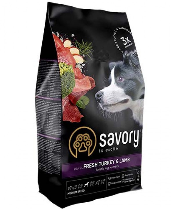 Savory Dog  Medium Breeds Turkey&Lamb, 1кг