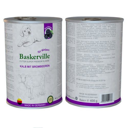 Консерви для цуценят Баскервіль телятина ожина, 400г