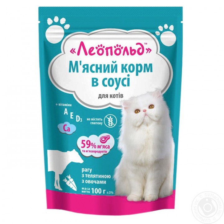Пауч Леопольд для котів рагу телятина/овочі, 100г