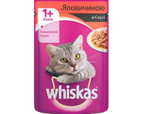 Пауч Whiskas яловичина в соусі, 100 г