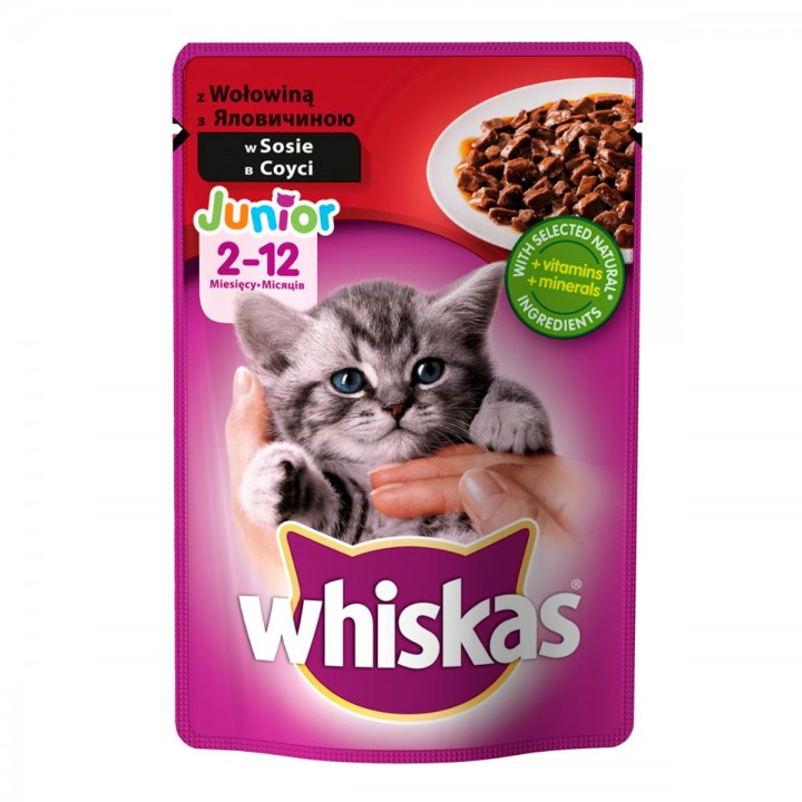 Пауч Whiskas для кошенят яловичина, 85 г