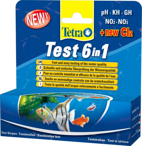Tetra Test 6в1 20шт Набір смужок тестів для перевірки показників якості акваріумної води.